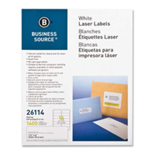Business Source Mailing Labels- Laser- 1.33 in. x 4 in.- 3500-PK- White BSN26115 - main